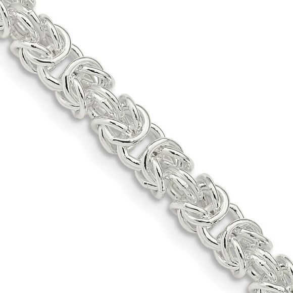 4.75mm Sterling Silver Solid Rounded Byzantine Chain Necklace 20 Inch